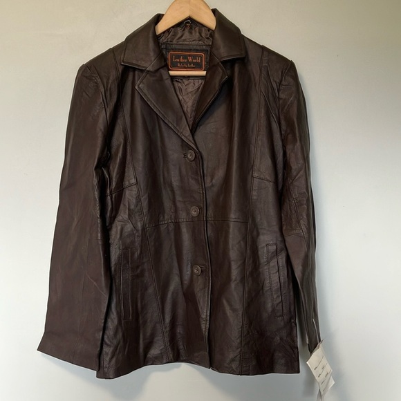 NWT Leather World Lucky Brown Leather Jacket - Picture 1 of 6